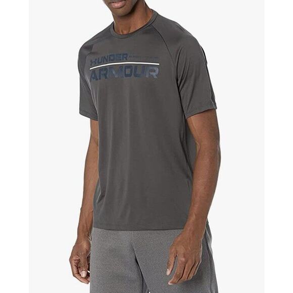 Under Armour Other - Under Armour Mens Tech Wordmark Short-Sleeve T-Shirt Gray Loose Quick Dry 3XLT